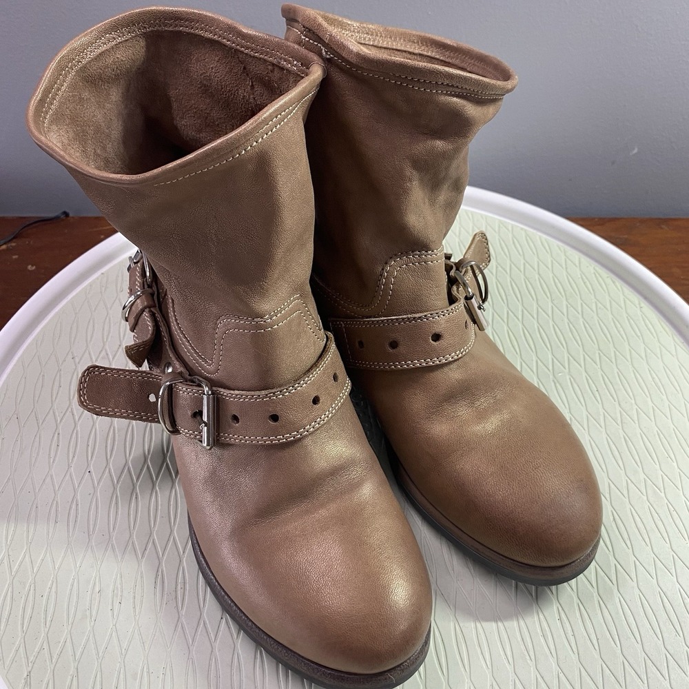 UGG COLLECTION WOMENS ARIA CHESTNUT‎ LEATHER/ SHEEPSKIN BOOTS,SZ. US9